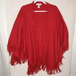 Coldwater Creek Red Fringe Shawl/Wrap